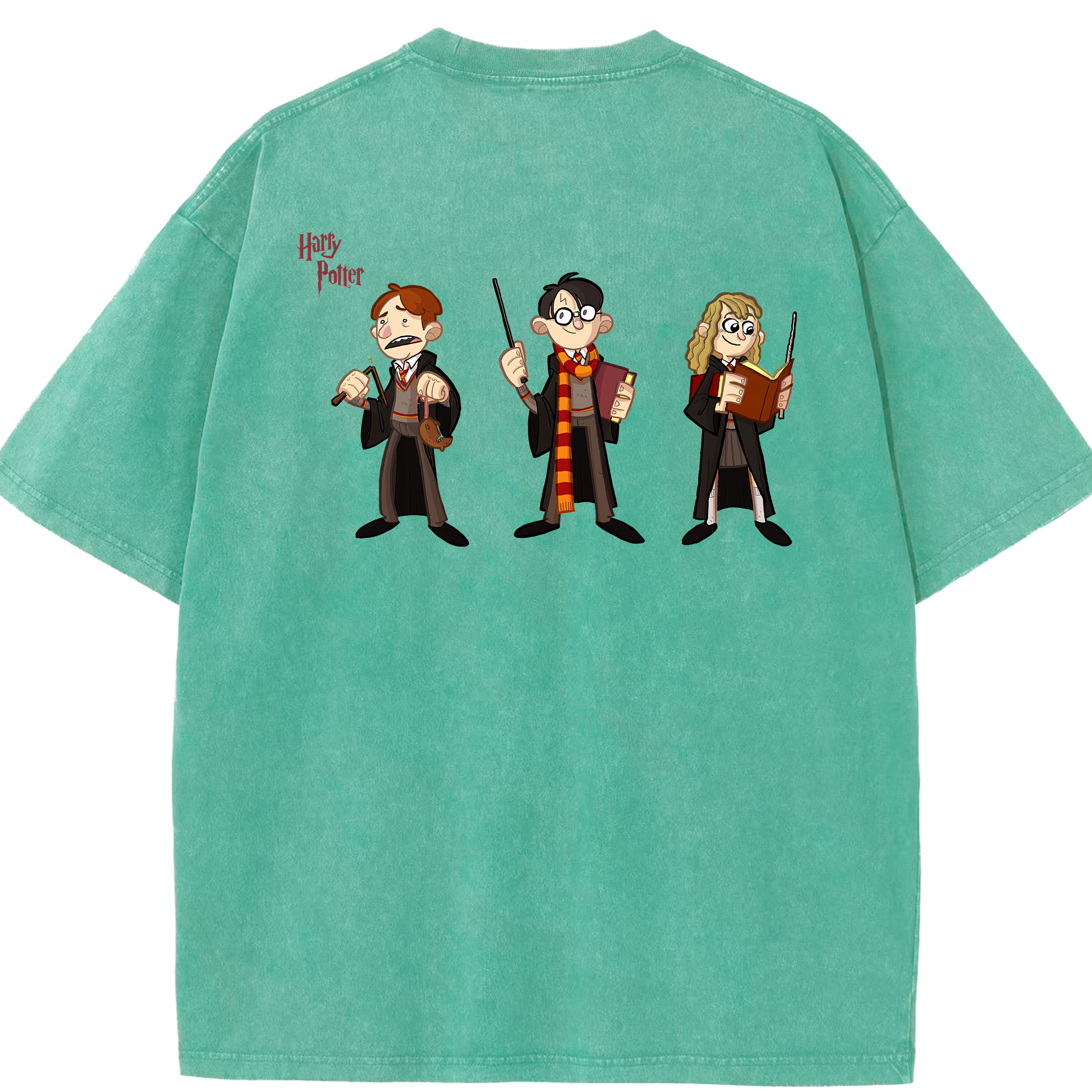 （画像用） Harry Potter ハリー・ポッターシリーズ 綿100% ヴィンテージ風 半袖Tシャツ（背面プリント）